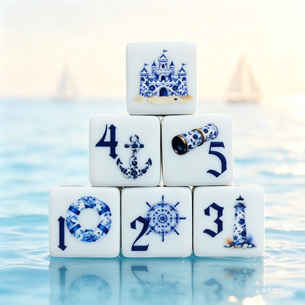 Board Game Print - Набор из 12 синих акриловых игральных